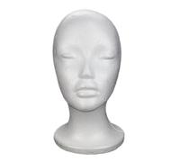 Maniquí Espuma Profesional - Cabeza Exhibición, Soporte Pelucas | Modelo Femenino Circunferencia 52cm Altura 27cm Diámetro 15.5cm Textura Ligera Uso Fotografía Tienda Demostración Sombreros Bufa
