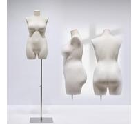 Maniquí Femenino Ajustable de Talla Grande con Soporte - Torso de Medio Cuerpo para exhibición minorista, maniquí Plateado de Altura Ajustable, Ideal para sastrería y escaparates de Moda, ta
