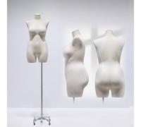 Maniquí Femenino Ajustable de Talla Grande, Torso Plateado de Medio Cuerpo con Soporte D, Ideal para Tiendas de Moda, sastrería, escaparates y una Elegante solución de exhibición.
