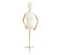 Maniquí femenino con brazos flexibles, altura ajustable, busto para mujer, para boutiques, tiendas de ropa, escaparates, sastrería (dorado, 157 cm - 215 cm)