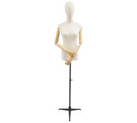 Maniquí femenino, modelo de exhibición de ropa, soporte de cuerpo con base de brazos y cabeza, altura ajustable de 65 a 120 cm, busto de sastre para boutiques, tiendas de ropa (negro, L)