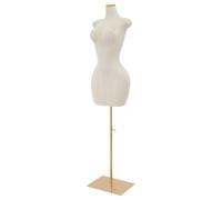 Maniquí femenino torso femenino para mujer, altura ajustable, forma de vestido, maniquí de costura, cuerpo de maniquí, soporte de metal para vestidos de noche (blanco, 150-210 cm)