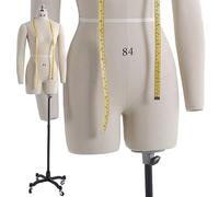 Maniquí femenino torso vestido formas para coser, forma de cuerpo pinnable con 2 brazos suaves, maniquí de sastre con ruedas, tamaño completo para adultos (color: blanco, 3XL)