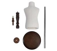 Maniquí infantil con forma de vestido con base de madera, torso de exhibición portátil para tienda de ropa (Base de 9,8 pulgadas con cabeza de corona)