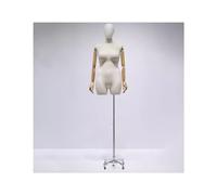 Maniqui Mujer Costura Maniquí de costura con Base plateada de sarga de gran tamaño para mujer, modelo de ropa, forma de vestido, cuerpo, altura ajustable ( Color : Silver/with Wheel , Size : W/head ar