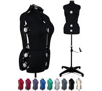 Maniquí Negro de 13 esferas de Tela Ajustable para Costura, Torso de Cuerpo de maniquí con Soporte de Tres cápsulas, hasta 70 Pulgadas de Altura de Hombro (Grande)