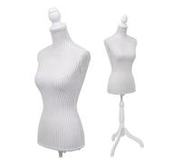 Maniquí T220 Torso femenino de espuma, color blanco con rayas