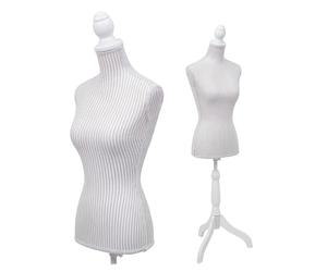 Maniquí T220 Torso femenino de espuma, color blanco con rayas