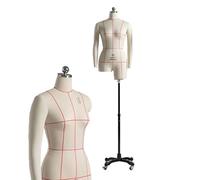 Maniquíes femeninos de costura grandes con base de rueda que se puede fijar, maniquí de Torso de cuerpo simulado de espuma for adultos for sastre diseñador/forma de vestido(With arms,XL 86)