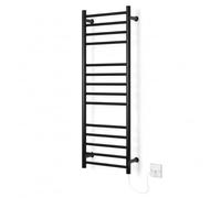 Manissa - Toallero eléctrico de acero inoxidable con revestimiento mate negro, 300 mm x 1000 mm, calentamiento rápido y eficiente energéticamente