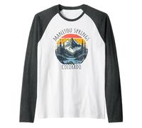 Manitou Springs, Colorado, EE. UU., Estilo Retro, de montaña, Vintage Camiseta Manga Raglan