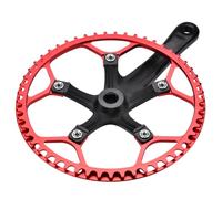 Manivela de una sola velocidad, juego de bielas ligeras de aleación de aluminio, fácil instalación para modificación de bicicleta plegable (color: negro y rojo)
