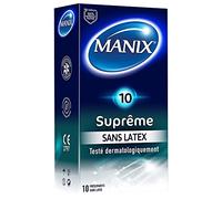 MANIX Supremo: caja de 10 preservativos para hombre, sin látex, lubricados y finos de tamaño estándar/diámetro de 53 mm