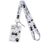 MANJIAMEI Cordón con estampado de animales con soporte para tarjetas de identificación, gafas de sol de gato, insignia de identificación con cinta para tarjetas de identificación, funda para tarjetas