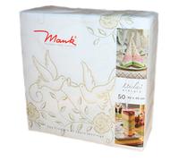 Mank Servilletas de boda Airlaid Servilletas de boda 40 x 40 cm, servilletas desechables premium, similares a la tela y absorbentes, perfectas para bodas y fiestas, 50 unidades, color crema y dorado