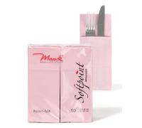 Mank Servilletas de cubiertos de Softpoint, bolsas para cubiertos, 40 cm x 33 cm, pliegue 1/8, con ranura para cubiertos para gastronomía y celebraciones, 50 unidades, color rosa viejo