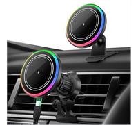 MANKIW 15W Cargador Inalámbrico Magnético para Coche, Cargador Coche MagSafe, Soporte Rejilla Aire, Compatible con iPhone 17/17 Plus/17 Pro/17 Pro MAX y Serie iPhone 16/15/14/13/12 Series