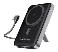MANKIW Wireless PowerBank para mag-Safe,10000mAh Bateria Externa con 22.5W Ricarica Veloce, Soporte Ajustable y Cable Type-C Integrado para iPhone 16/15/14/13/12/Pro