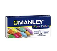 Caja de 10 Crayones Flúor y Pastel Manley Colores Surtidos