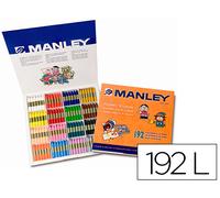 Manley Crayones Caja de 192 Unidades 16 Colores Surtidos