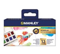 Manley - Estuche 12 Acuarelas Con Pincel | Diversidad de Colores | Creatividad sin Límites | Colores Surtidos | Para Todas las Edades | Aventura de Color