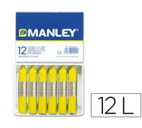 Manley Lápiz De Cera 12 Unidades Amarillo Lima