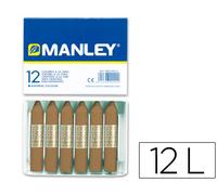 Manley Unicolor Crayon Tierra Sombra Tostada N.68 Caja de 12 Unidades