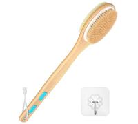 ManLinKei Limpiador de espalda para ducha, cepillo de ducha de doble cara de mango largo con cerdas suaves y rígidas, exfoliante corporal