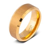 Manly Bands: Alianzas y anillos de boda chapados en oro amarillo de 14 quilates para hombre, de tungsteno chapado en oro, ajuste cómodo y elegante, anillo de silicona incluido, 9.5, Tungsteno, Sin