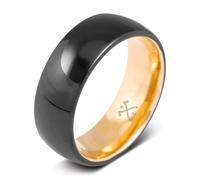 Manly Bands: Alianzas y anillos de boda para hombre, de tungsteno y circonita negra, ajuste cómodo y elegante, anillo negro para hombre, anillo de silicona incluido, 11, Metal, Sin piedra preciosa