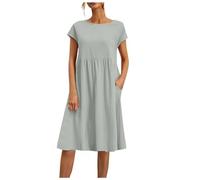 MaNMaNing 2026 Moda Verano Ol Temperamento Mujeres Algodón Señoras Vestidos de Verano Vestido de Verano Vestido de Verano Midi Vestidos de Mujer Vestido Largo Casual Vestido Envuelto Elegante, plata