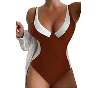 MaNMaNing Bauchweg Badeanzug Damen Badeanzüge Badeanzug Schwarz Damen Große Oberweite Mit Cups Große - Tamaño en XXL Rückenfrei 170, café, M