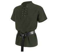 MaNMaNing Camisa medieval para túnica con elegantes camisas de hombre camisa de manga corta camisa de verano para hombre camisa de hombre de manga corta camisas blancas camisa de lino para hombre