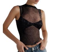 MaNMaNing - Camiseta de tirantes para mujer de moda sexy sin mangas de verano con un corte simple pero eficaz que resalta las curvas naturales, Le Noir, S