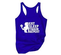 MaNMaNing - Camiseta deportiva para mujer con espalda nachadora estampada con estampado Eat Sleep Train Repeatedly para gimnasio y culturismo Top mujer sin mangas casual transpirable para deportes