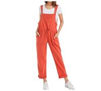 MaNMaNing Elegante mono de verano para mujer, para bodas, vaqueros, monos, pantalones de peto, para bodas, elegantes, festivos, festivos, rojo, L