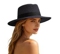 MaNMaNing Elegante sombrero para actividades al aire libre de moda: sombrero de barco calado con forma estructurada para ocio casual, Negro , Talla única