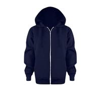 MaNMaNing Kinder Sweatshirt mit Reißverschluss Kapuze Langarm Einfarbig Warme Jacke Mädchen Jungen (Navy, 3-4 Years)