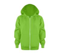 MaNMaNing Kinder Sweatshirt mit Reißverschluss Kapuze Langarm Einfarbig Warme Jacke Mädchen Jungen (Green, 9-10 Years)