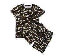 MaNMaNing Kinder Tarnanzug T-Shirt und Shorts Set Camouflage Outdoor Training Sommer atmungsaktiv Set Mädchen Jungen (Coffee, 3-4 Years)