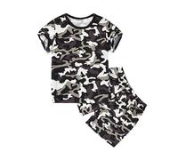 MaNMaNing Kinder Tarnanzug T-Shirt und Shorts Set Camouflage Outdoor Training Sommer atmungsaktiv Set Mädchen Jungen (Grey, 12-24 Months)