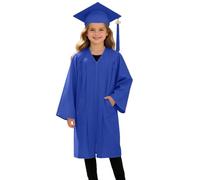 MaNMaNing Mädchen Abschlusskleid mit Talar und Hut akademisch Formell mit Taschen Twill Stoff atmungsaktiv Bequem Festtagskleidung für Mädchen (Blue, 2-3 Years)