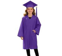 MaNMaNing Mädchen Abschlusskleid mit Talar und Hut akademisch Formell mit Taschen Twill Stoff atmungsaktiv Bequem Festtagskleidung für Mädchen (Purple, 4-5 Years)