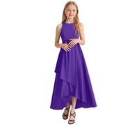 MaNMaNing Mädchen formelles Festkleid für Auftritte Konzerte Festzug Elegant ärmellos Sommer atmungsaktiv Kleid Mädchen (Purple, 13-14 Years)