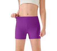MaNMaNing Mädchen hohe Taille Yoga Tanzshorts Bequem Sport Capri weich elastisch Gymnastik Shorts Kinder Sommer Freizeithose Mädchen (Purple, 11-12Years)