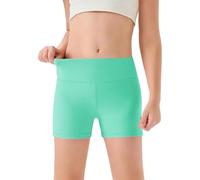 MaNMaNing Mädchen hohe Taille Yoga Tanzshorts Bequem Sport Capri weich elastisch Gymnastik Shorts Kinder Sommer Freizeithose Mädchen (Mint Green, 11-12Years)
