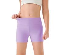 MaNMaNing Mädchen hohe Taille Yoga Tanzshorts Bequem Sport Capri weich elastisch Gymnastik Shorts Kinder Sommer Freizeithose Mädchen (Light Purple, 11-12Years)