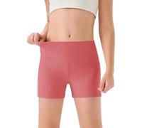 MaNMaNing Mädchen hohe Taille Yoga Tanzshorts Bequem Sport Capri weich elastisch Gymnastik Shorts Kinder Sommer Freizeithose Mädchen (Brick Red, 11-12Years)