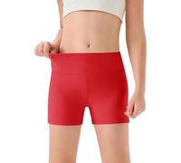 MaNMaNing Mädchen hohe Taille Yoga Tanzshorts Bequem Sport Capri weich elastisch Gymnastik Shorts Kinder Sommer Freizeithose Mädchen (Red, 11-12Years)
