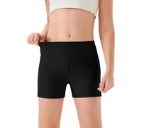 MaNMaNing Mädchen hohe Taille Yoga Tanzshorts Bequem Sport Capri weich elastisch Gymnastik Shorts Kinder Sommer Freizeithose Mädchen (Black, 11-12Years)